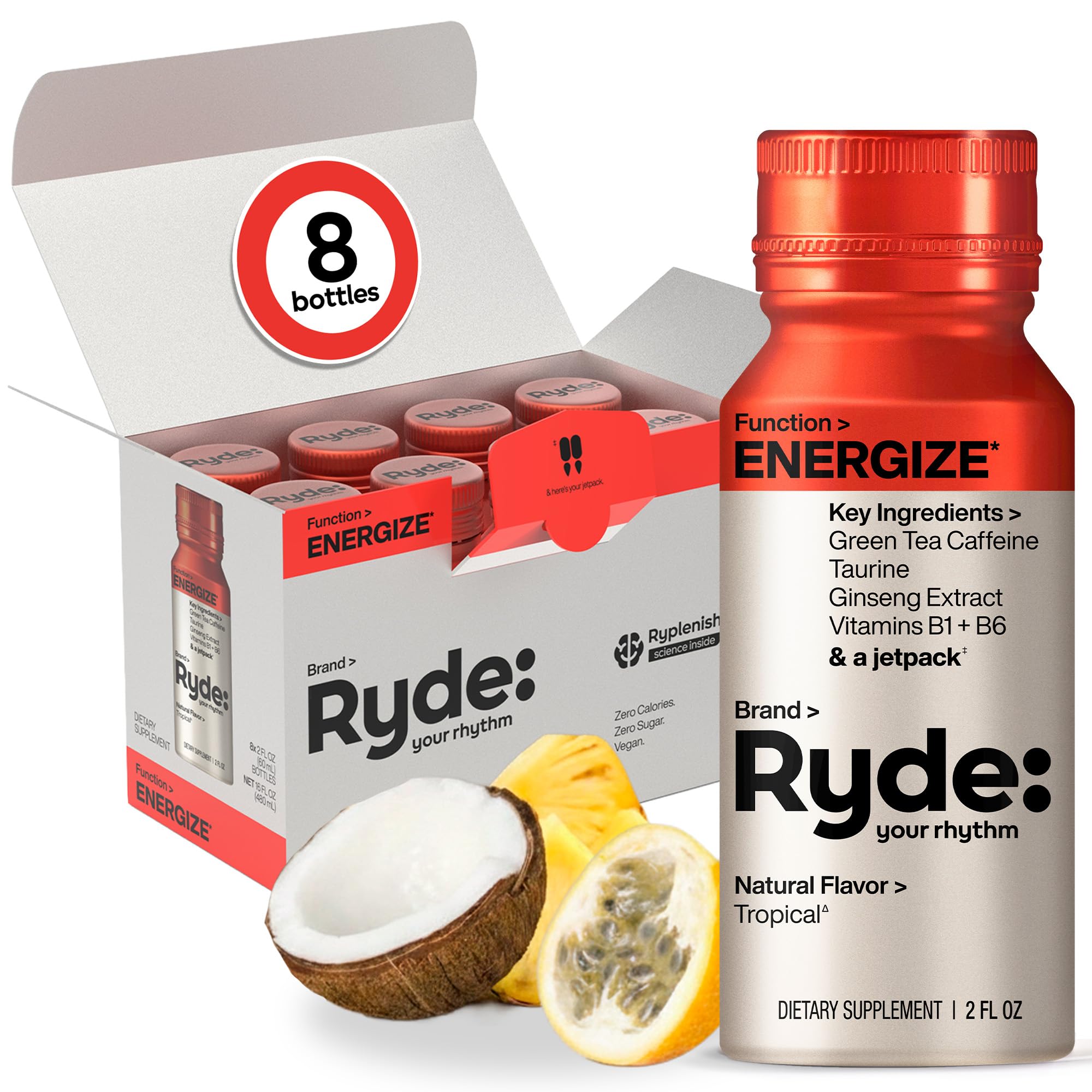 RYDE YOUR RHYTHM frontal del empaque mostrando el pack, conveniencia inmediata