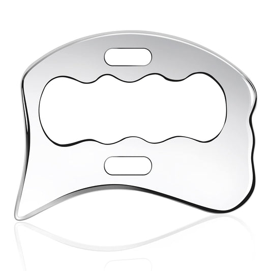 Rylpoint frente del gua sha mostrando diseño y beneficio de ergonomía