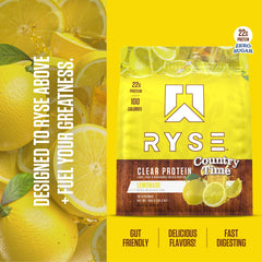RYSE Up Supplements bebida lista en vaso refrescante para reponer proteínas