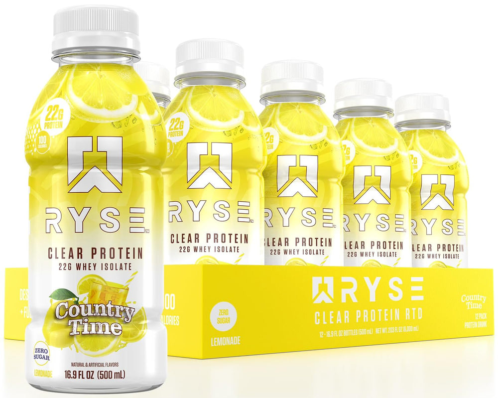RYSE frente de botella mostrando etiqueta y beneficios refrescantes