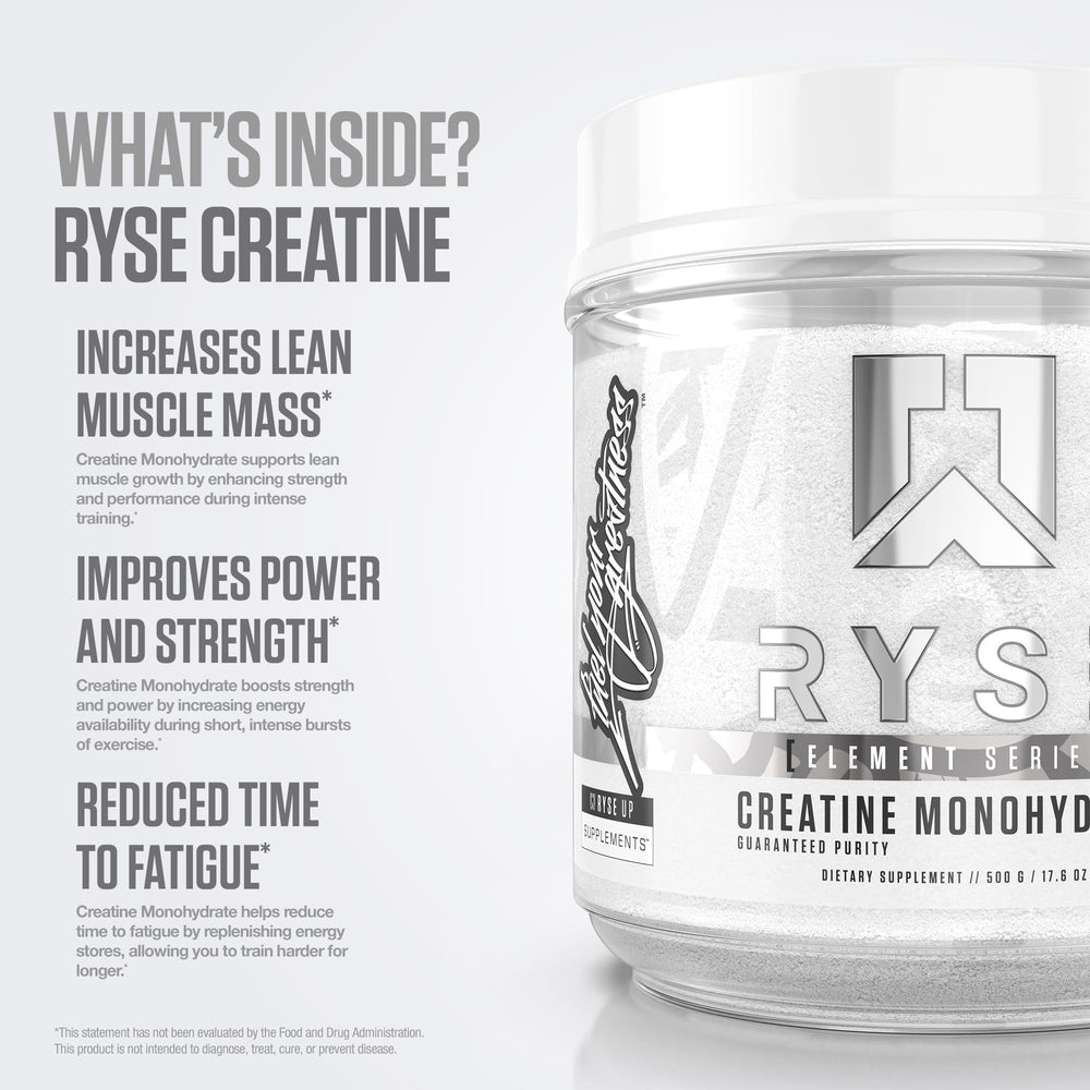 RYSE Up Supplements junto a pesa para comparar tamaño del envase y duración