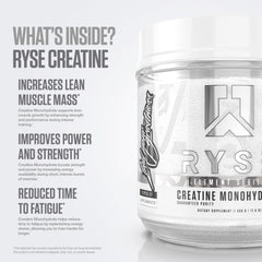 RYSE Up Supplements junto a pesa para comparar tamaño del envase y duración