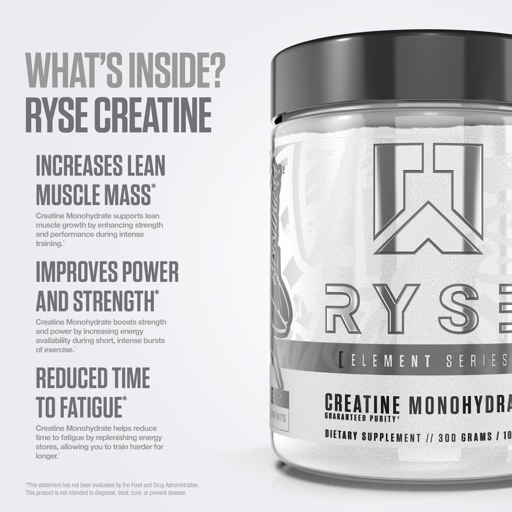 RYSE Up Supplements tamaño del envase comparado con mano, práctica porciones