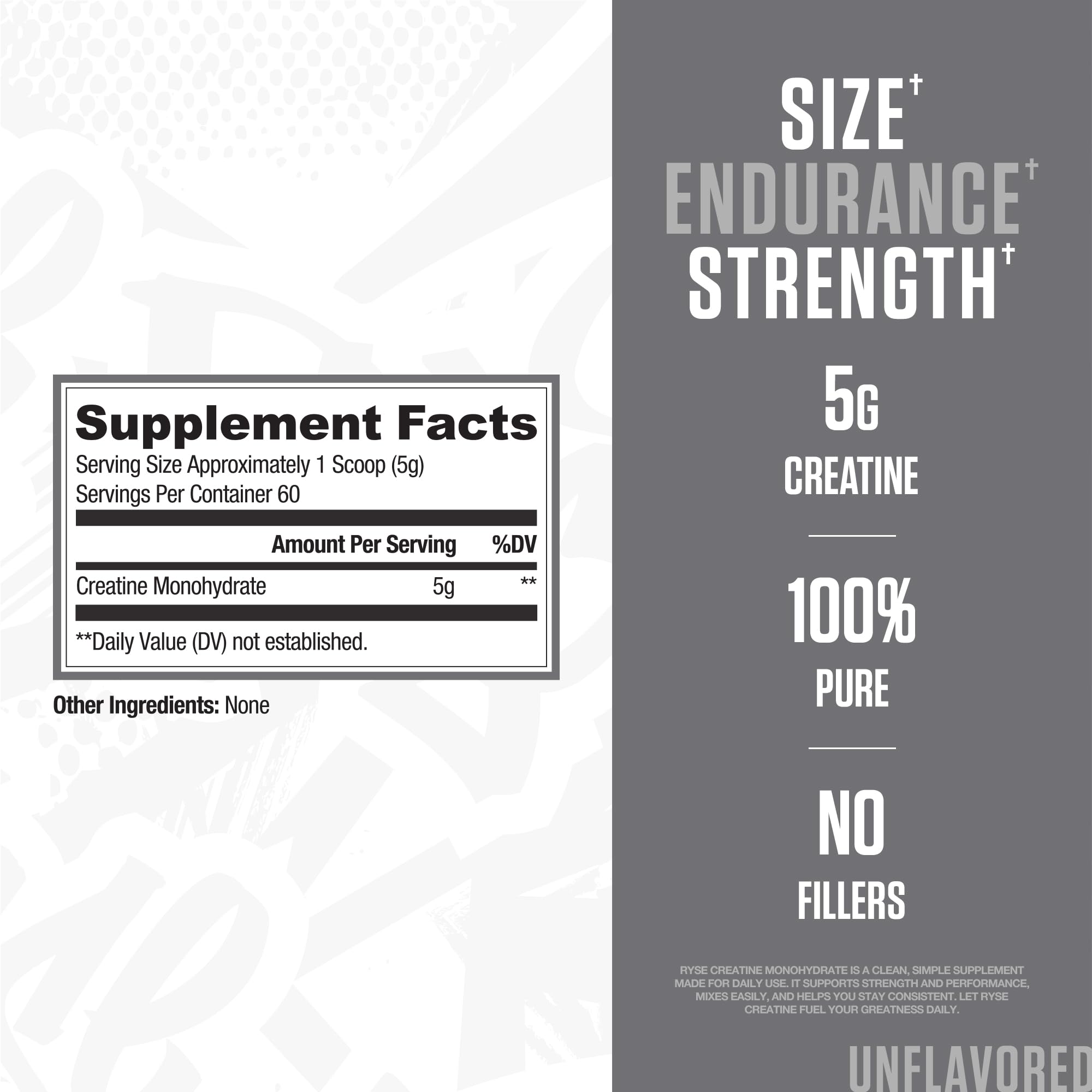 RYSE Up Supplements textura del polvo, creatina micronizada fácil disolver