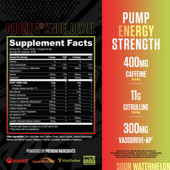RYSE Up Supplements etiqueta nutricional y advertencias para dosificación segura