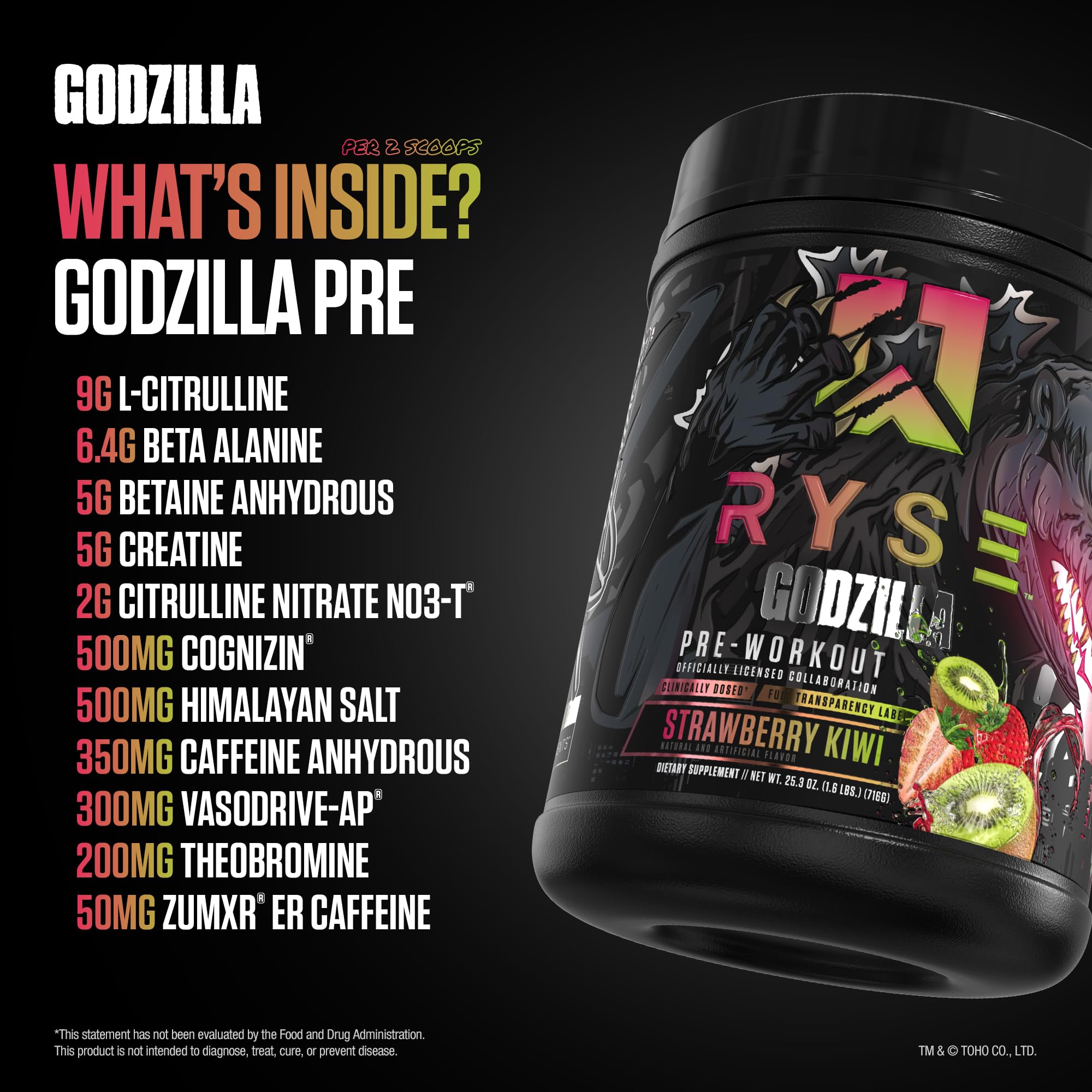RYSE Godzilla polvo disuelto en vaso, preparación rápida antes de entrenar