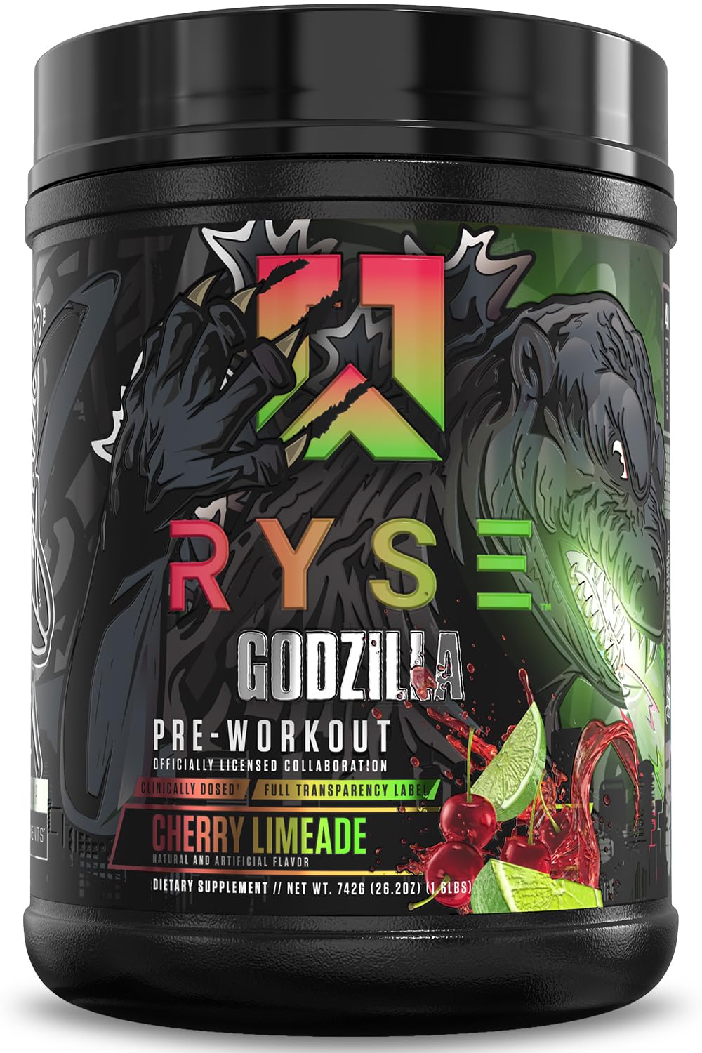 RYSE Up Supplements envase frontal mostrando diseño y beneficios visibles