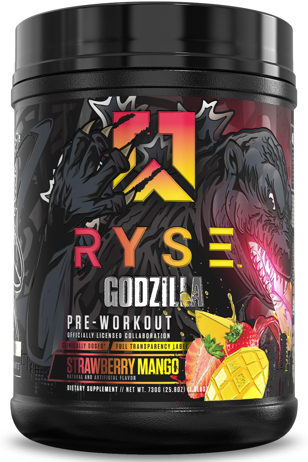 RYSE Up Supplements envase frontal mostrando diseño y fuerza