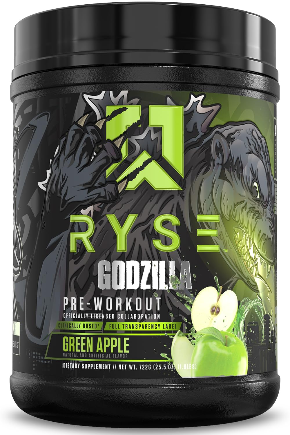 RYSE envase frontal que muestra fórmula potente y beneficio energía