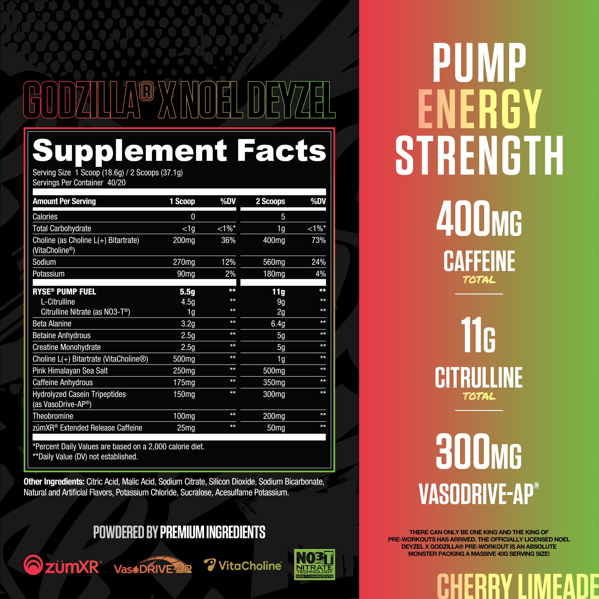 RYSE Up Supplements detalle del polvo fino para disolución rápida