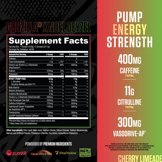 RYSE Up Supplements detalle del polvo fino para disolución rápida