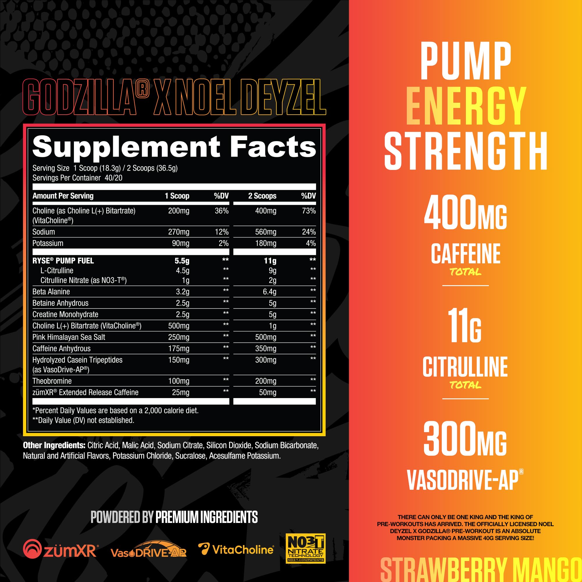 RYSE Up Supplements polvo en cuchara destacando textura fina