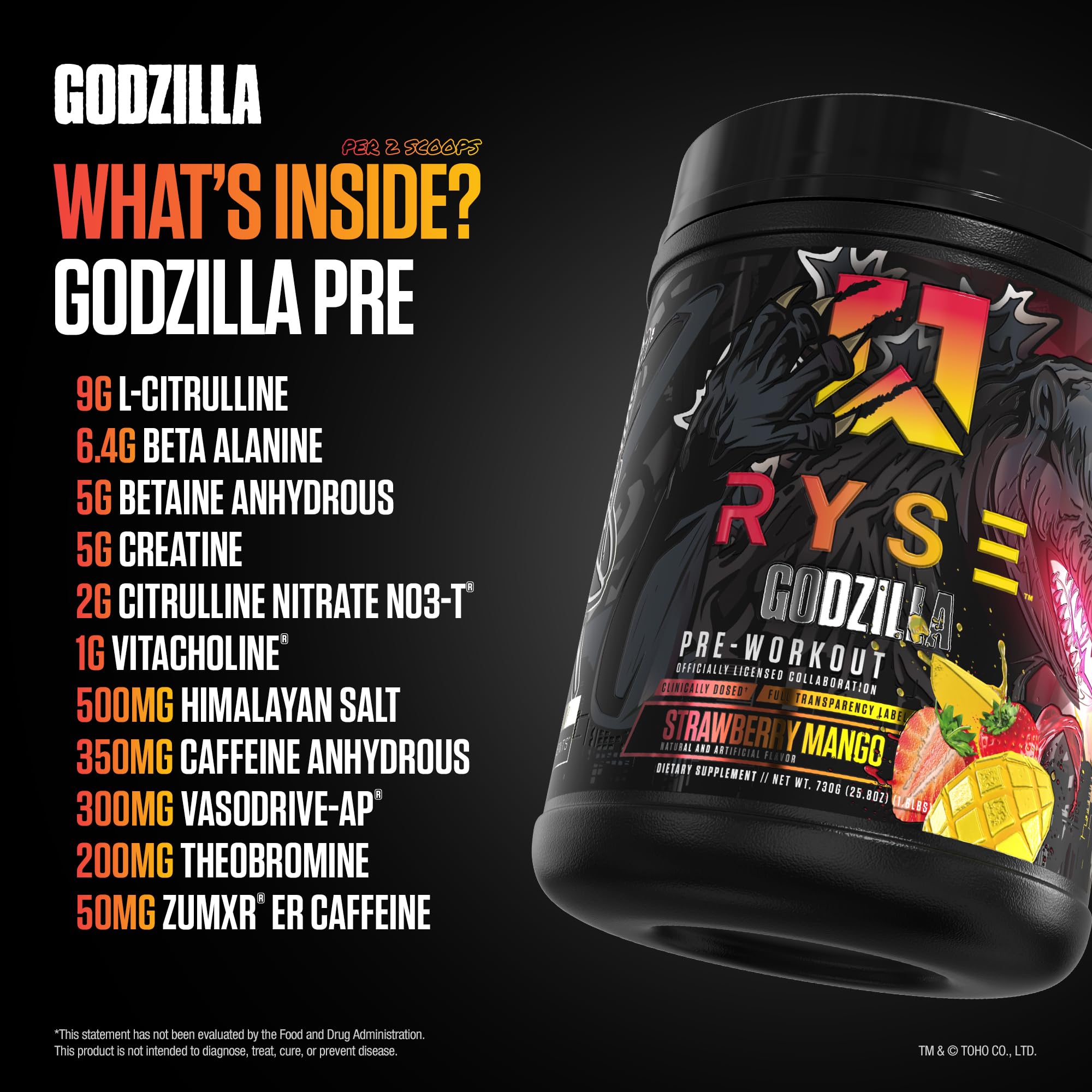 RYSE Up Supplements envase junto a manos para comparar tamaño