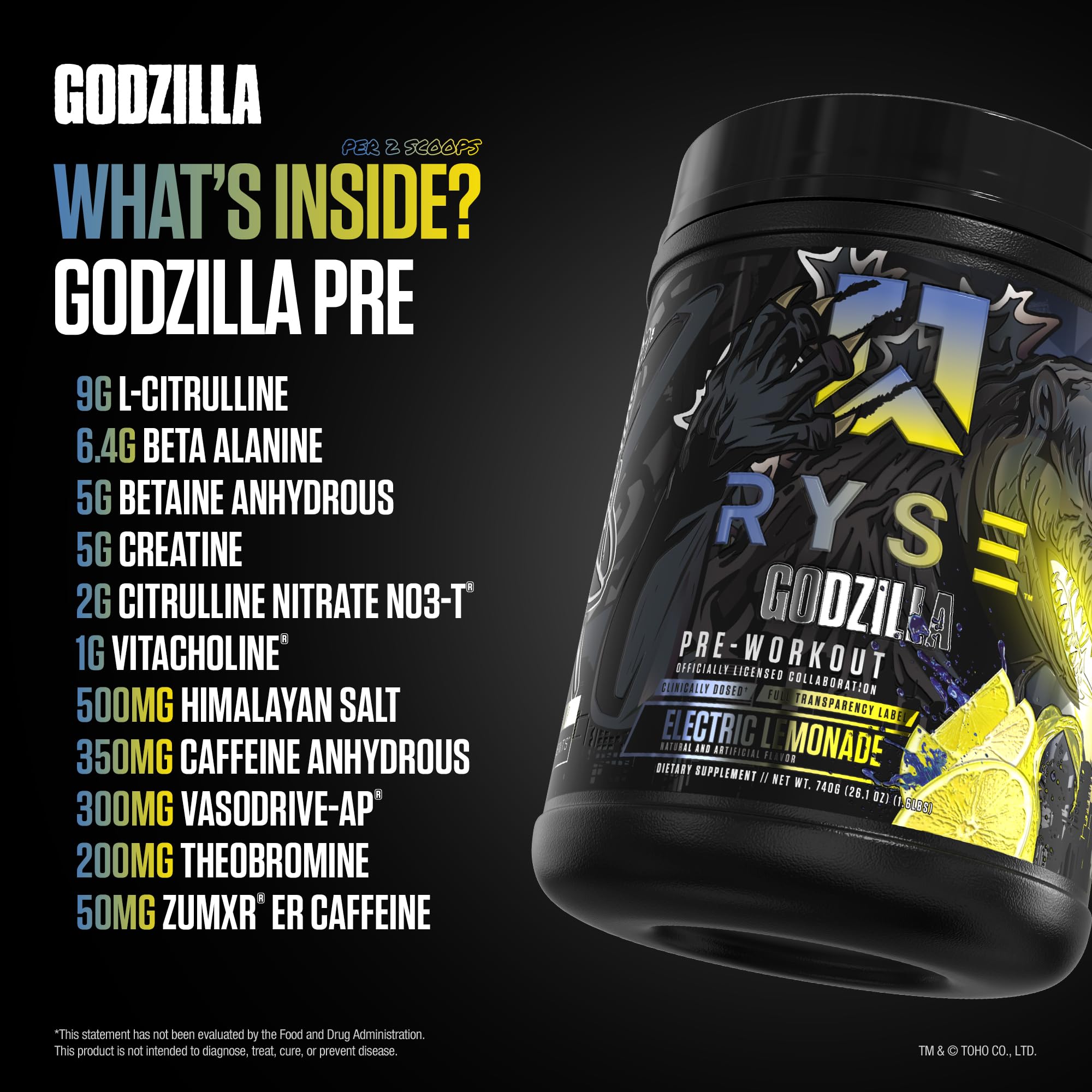Vaso con mezcla Electric Lemonade de RYSE Godzilla X mostrando color y disolución
