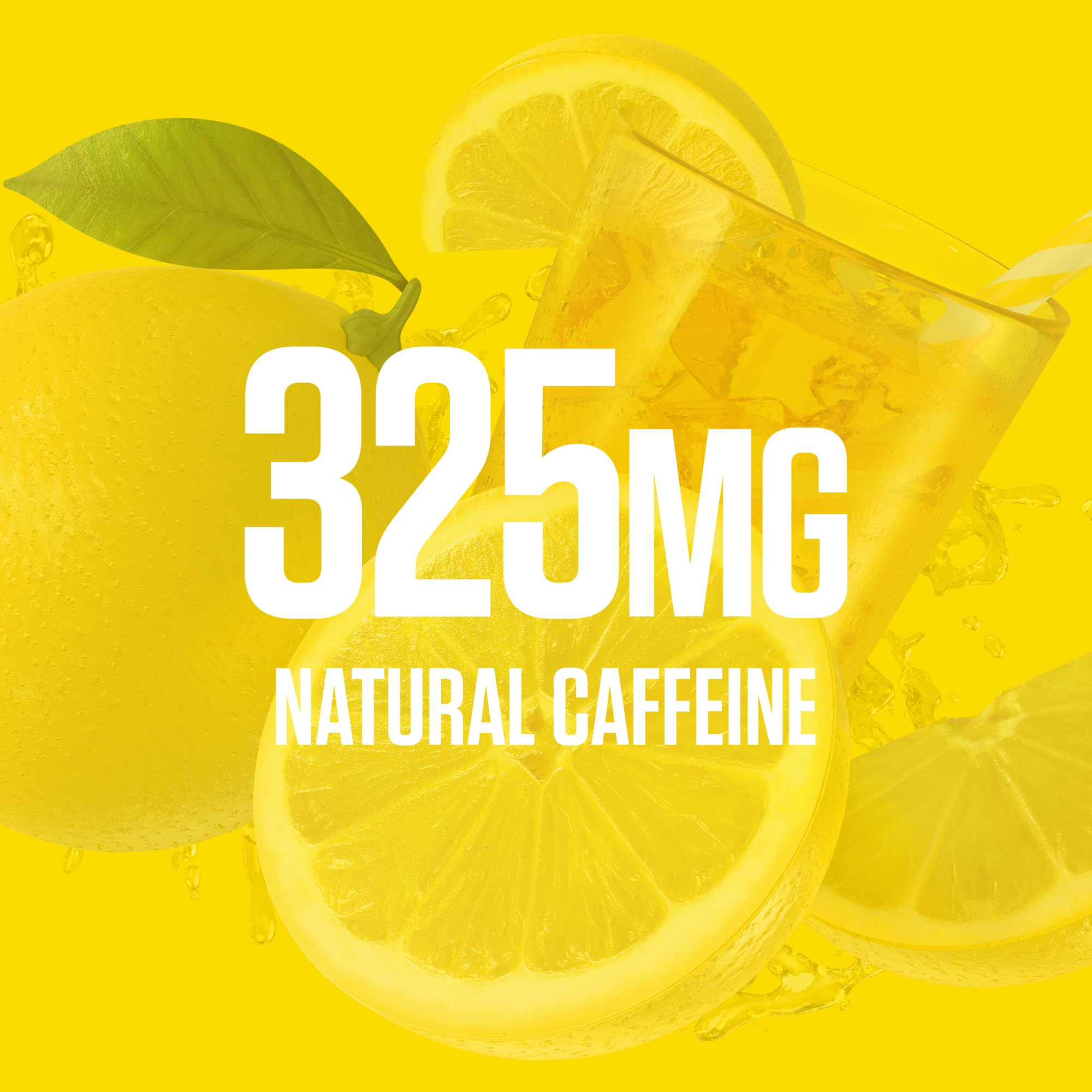 RYSE Up Supplements polvo amarillo limón en primer plano mostrando textura fina