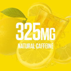 RYSE Up Supplements polvo amarillo limón en primer plano mostrando textura fina