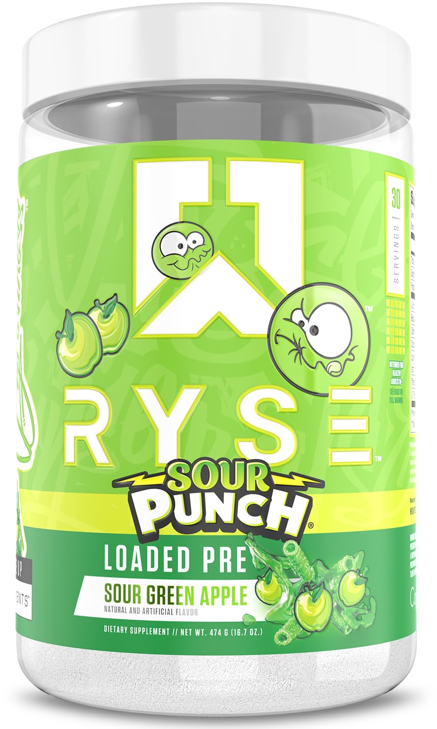 RYSE envase frontal mostrando marca y beneficios visibles