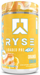 RYSE frasco frontal Orange Cream mostrando diseño y potencia