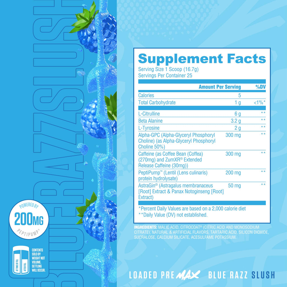 RYSE Up Supplements textura del polvo azul mostrando mezcla homogénea y sabor
