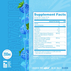 RYSE Up Supplements textura del polvo azul mostrando mezcla homogénea y sabor