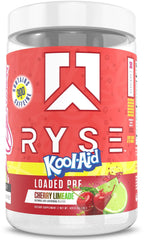 RYSE Up Supplements frasco frontal mostrando marca y sabor, atractivo en estantería