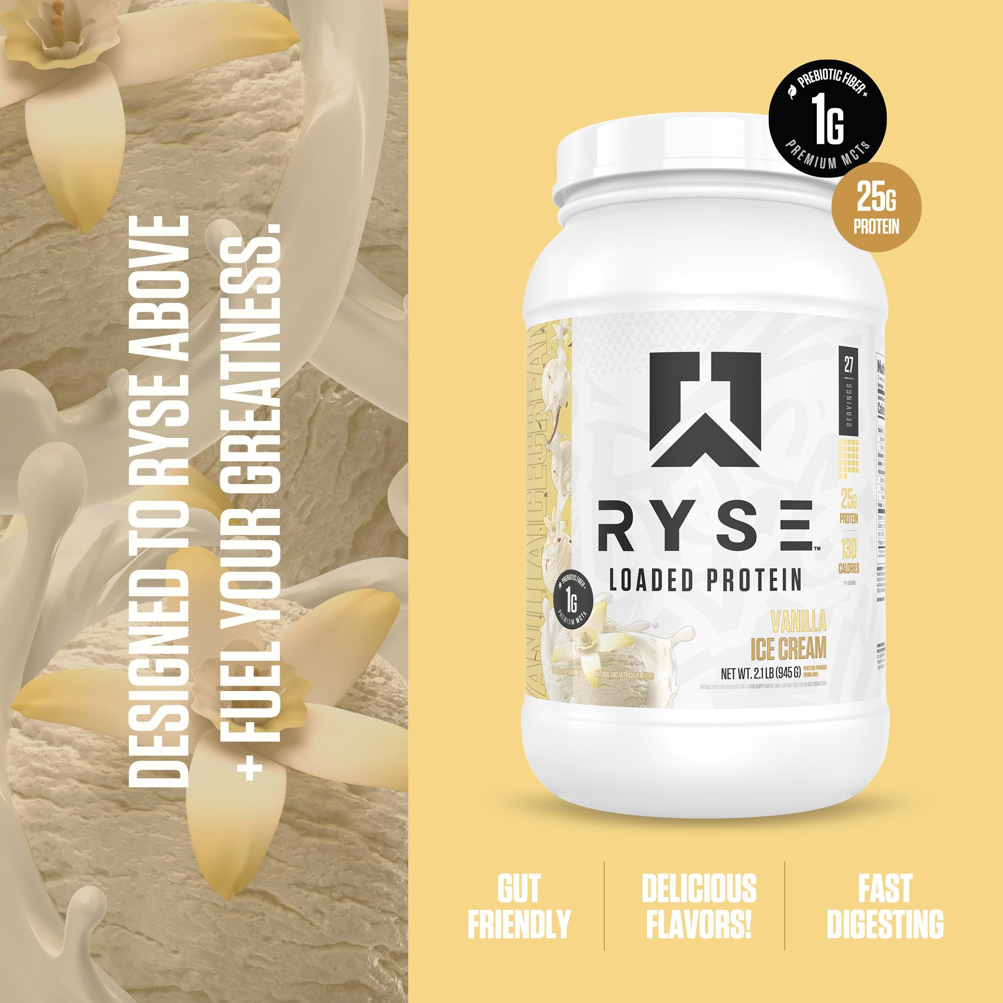 RYSE Up Supplements batido cremoso en vaso listo para beber
