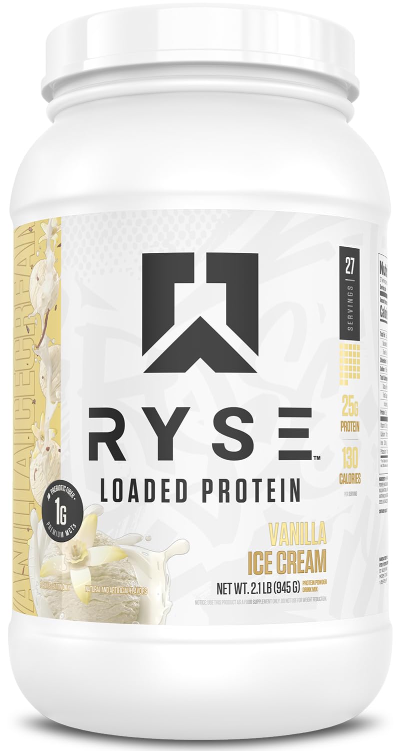 RYSE Up Supplements frasco frontal que muestra etiqueta y porciones