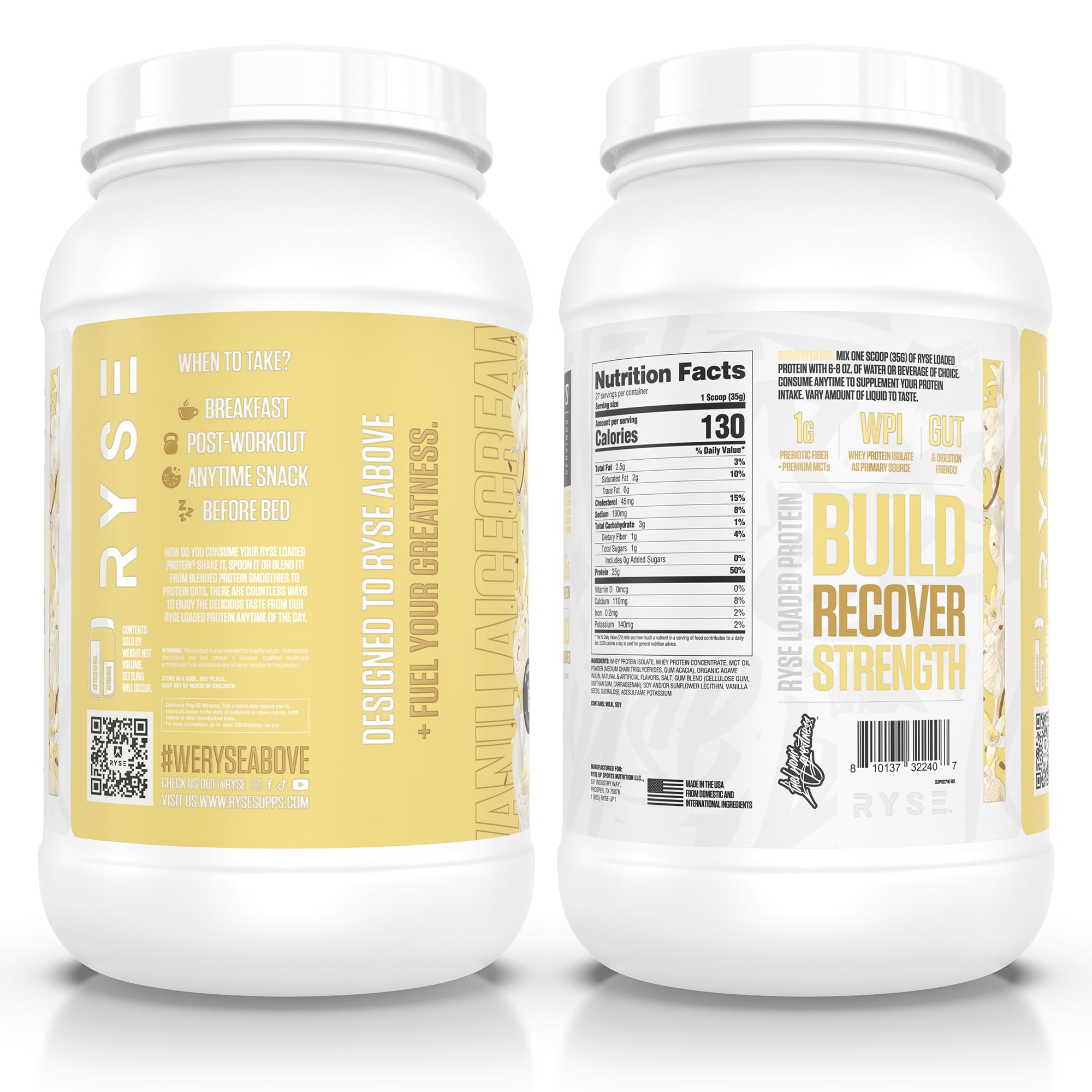 RYSE Up Supplements batido servido con pancakes mostrando versatilidad