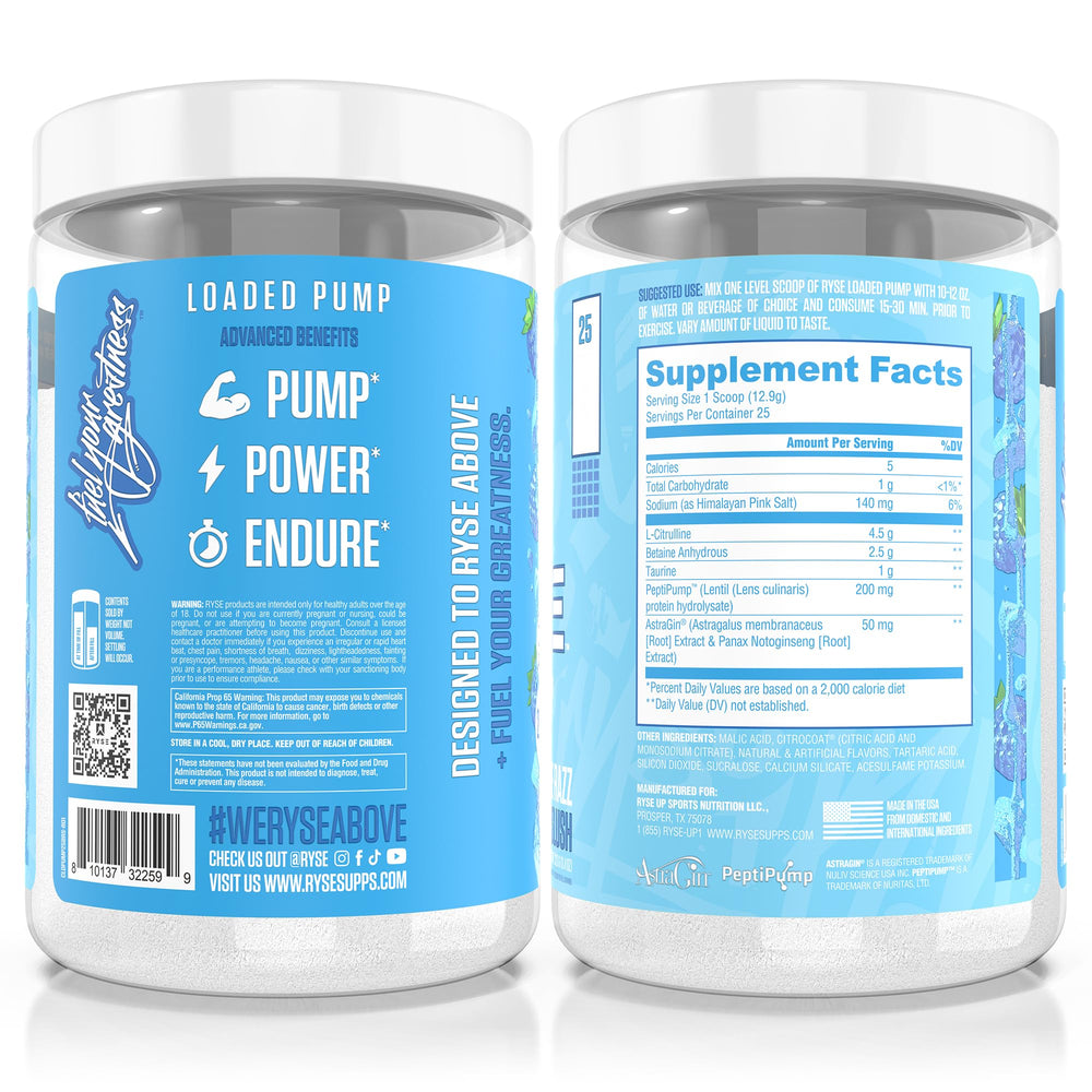 RYSE Up Supplements atleta en gimnasio tomando Loaded Pump para potencia y resistencia en sesión