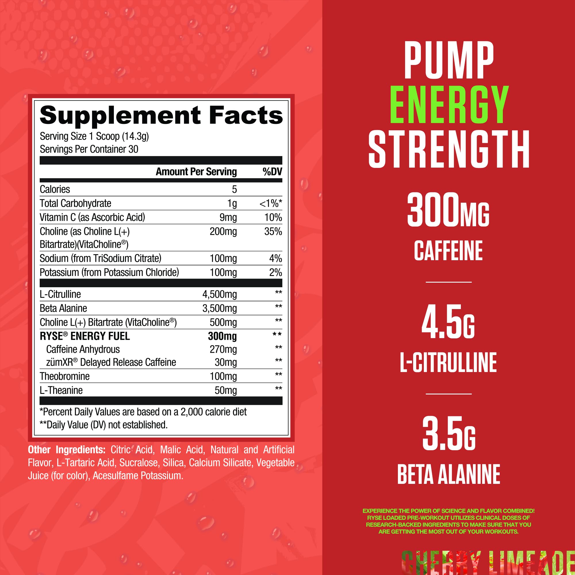 RYSE Up Supplements textura del polvo en primer plano, fácil disolución visible