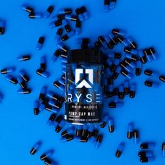 Presentación RYSE con ingredientes clave visualizados, enfoque en la formulación