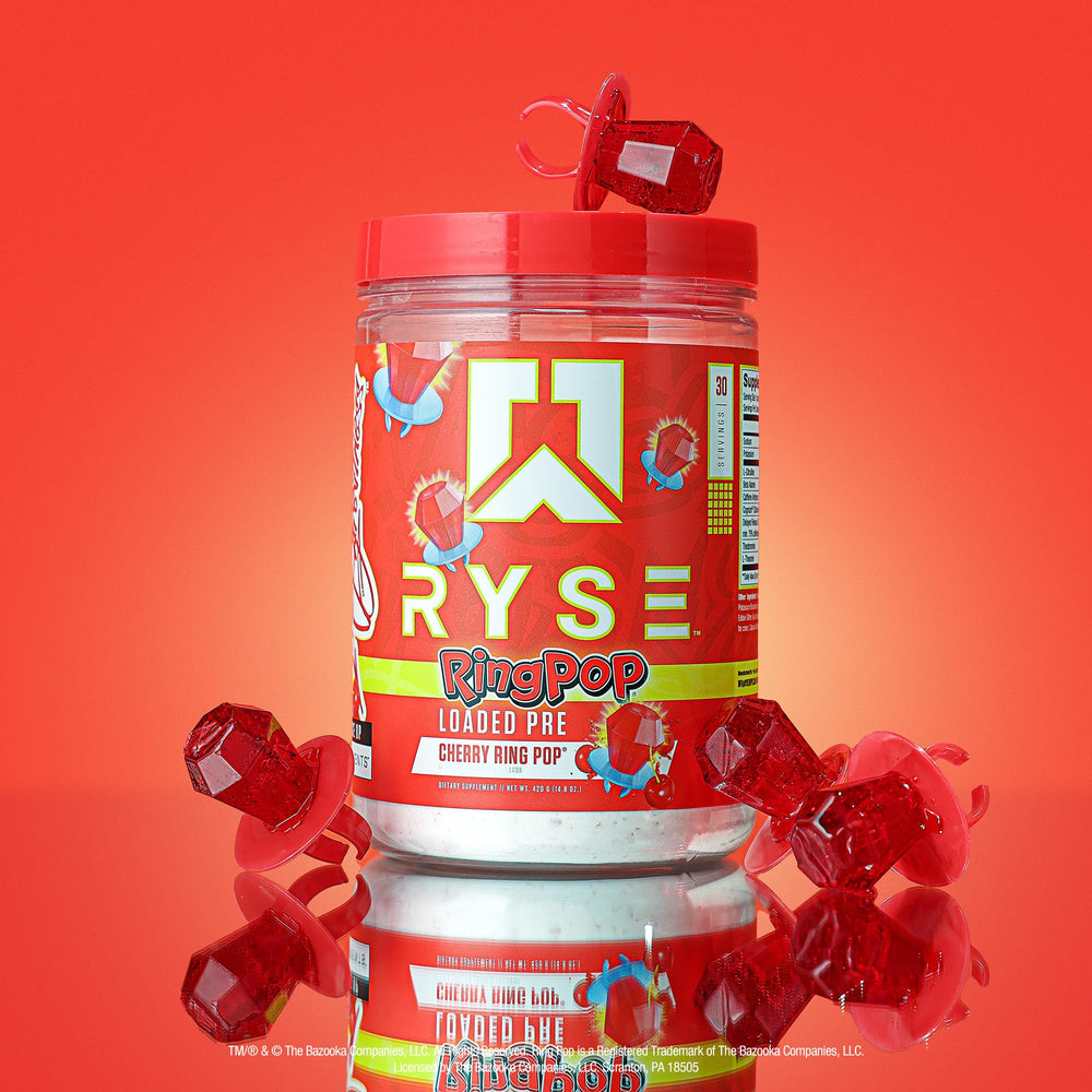 RYSE polvo disuelto en shaker listo para beber y proporcionar energía preentreno