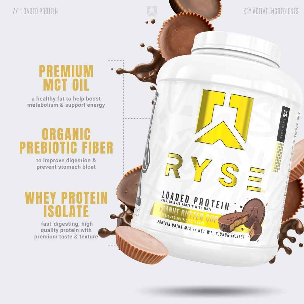 RYSE Up batido servido en vaso cremoso listo tras entrenamiento