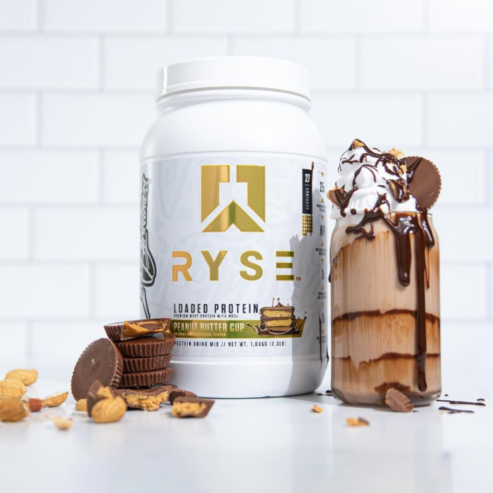 RYSE Up etiqueta nutricional resaltando 25 g de proteína por porción
