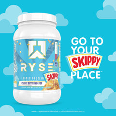 RYSE Up cucharada con porción de polvo mostrando 25 g de proteína