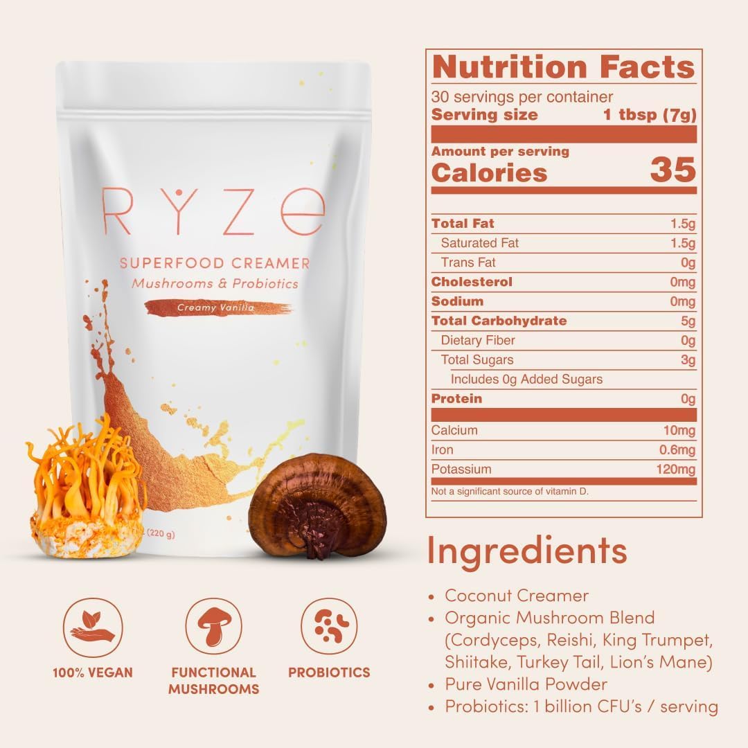 RYZE SUPERFOODS bebida en leche vegetal mostrando versatilidad, beneficio adaptación a dieta