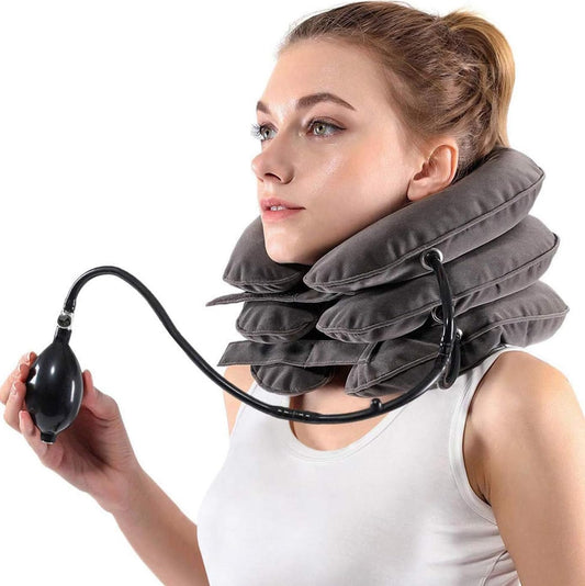 S collar cervical empaque frontal mostrando el producto y beneficios portátiles