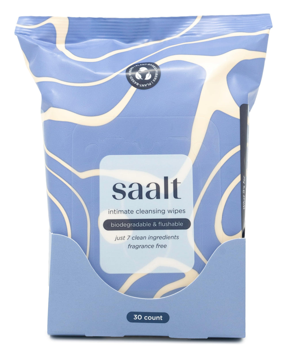 saalt empaque frontal mostrando 30 toallitas, comodidad para llevar