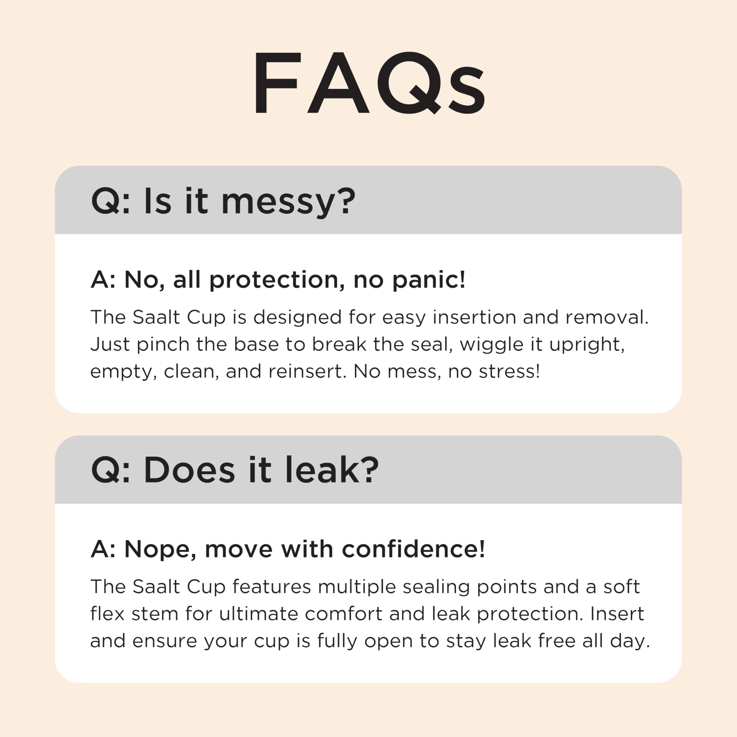 Fácil limpieza y esterilización de Saalt Soft Cup.