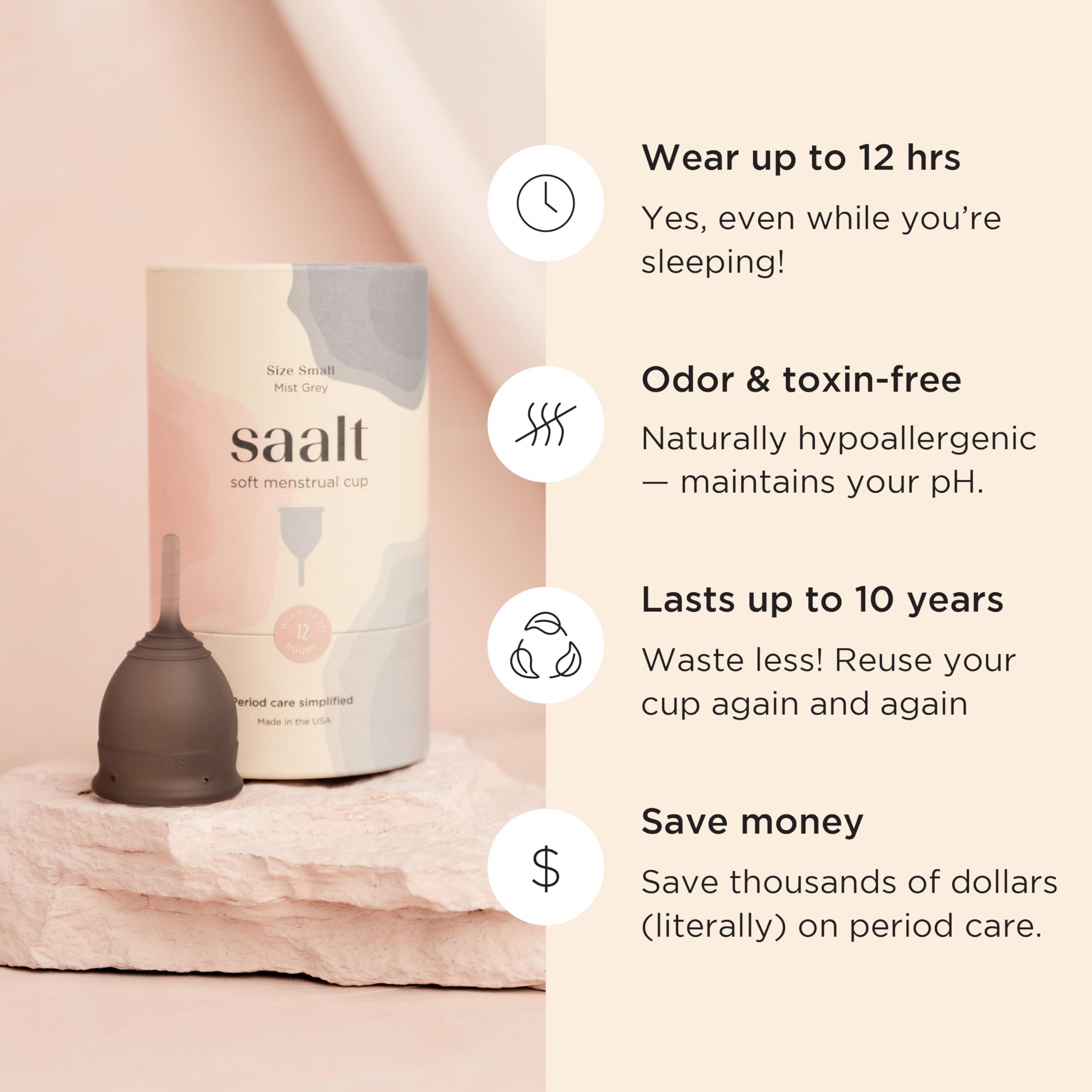 Saalt Soft comparación de tallas para elegir flujo adecuado