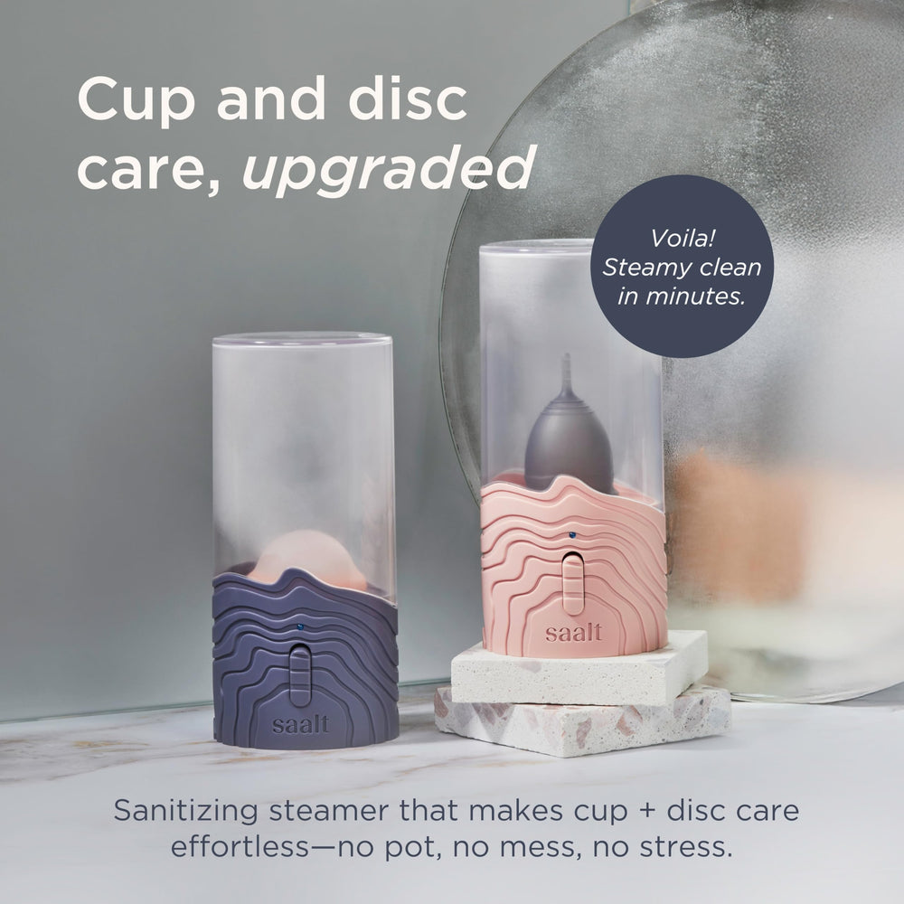 Saalt Steamer muestra el botón único para sanitizar sin hervir.