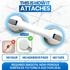 Safe-er-Grip en baño con usuario mostrando confianza y equilibrio