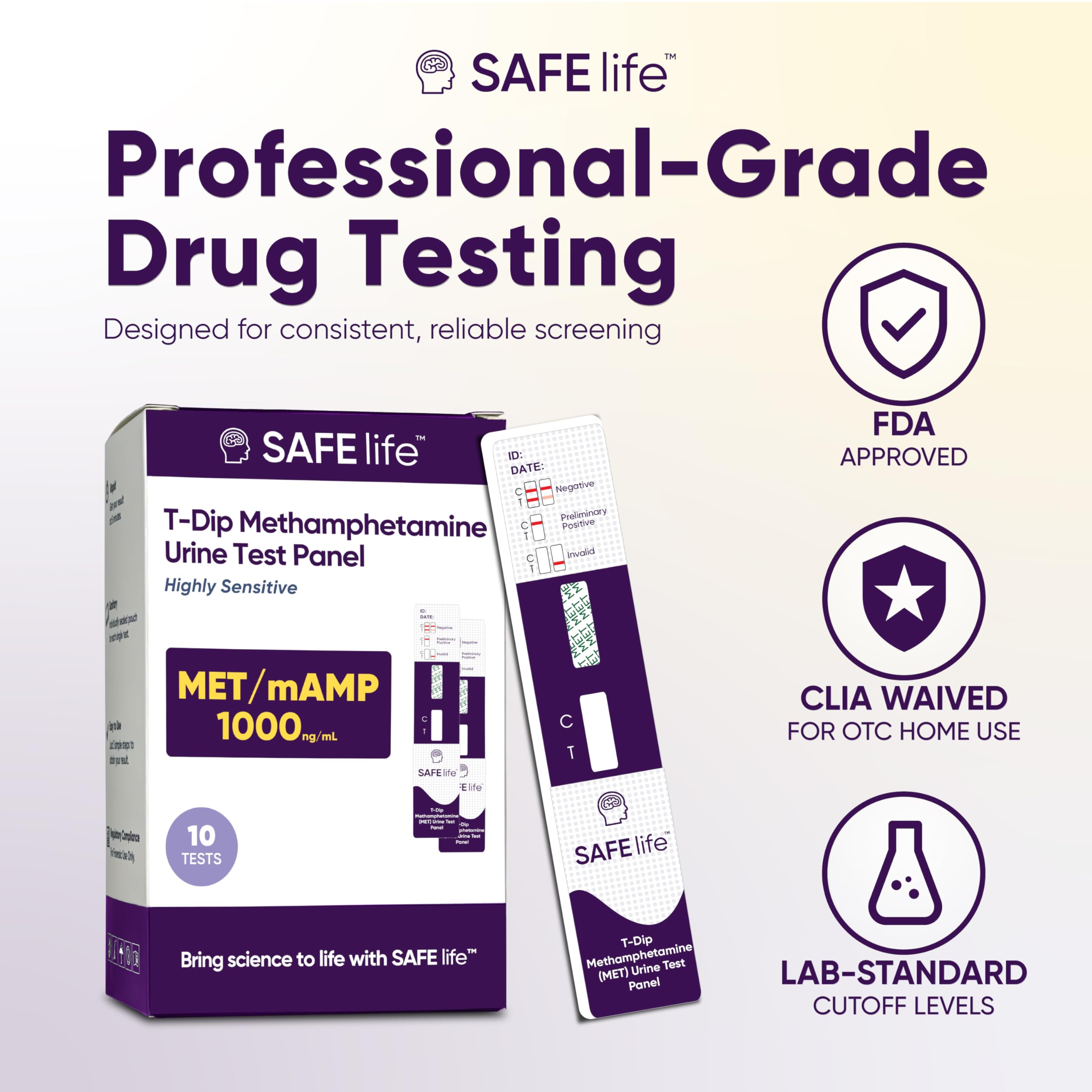 SAFE LIFE prueba en uso con mano sosteniendo la dip card, fácil manejo