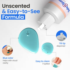 Safe n' Simple aplicando gotas dentro de una bolsa de ostomía, reduce olores al instante