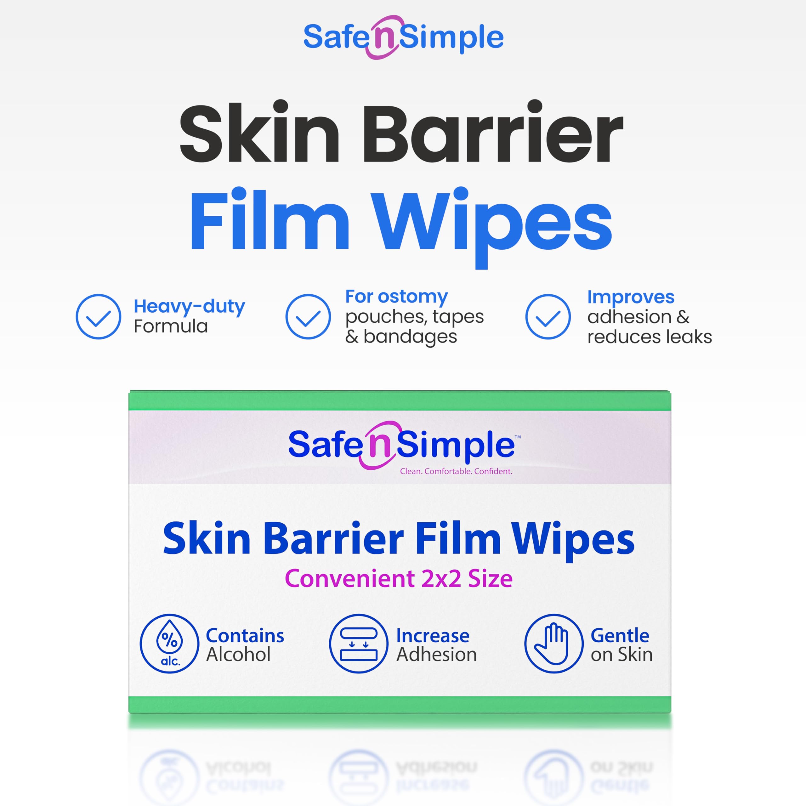 Safe n' Simple toallita en mano aplicándose, limpieza rápida y segura