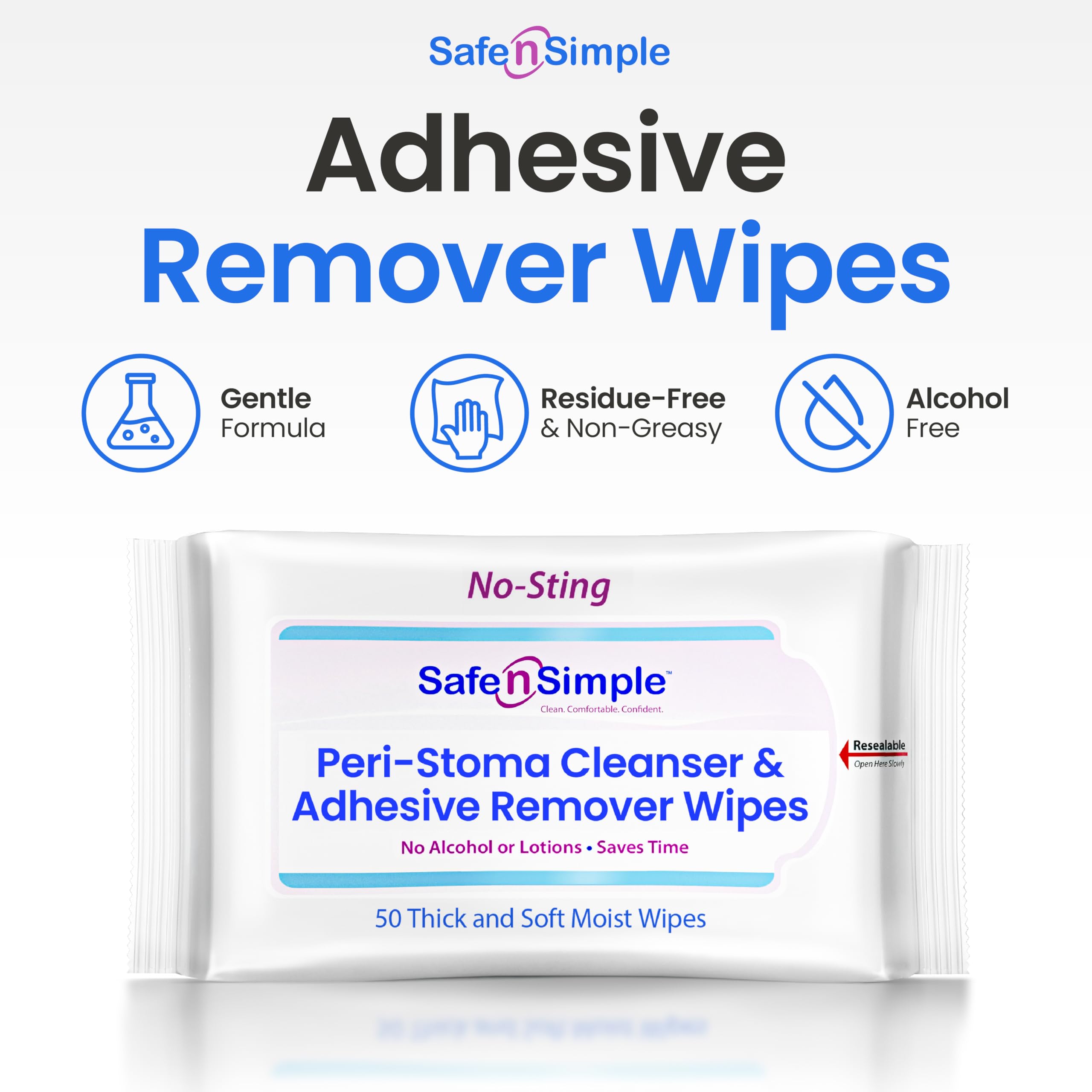 Safe n' Simple limpieza de adhesivo en ostomía, mejora adherencia de bolsa