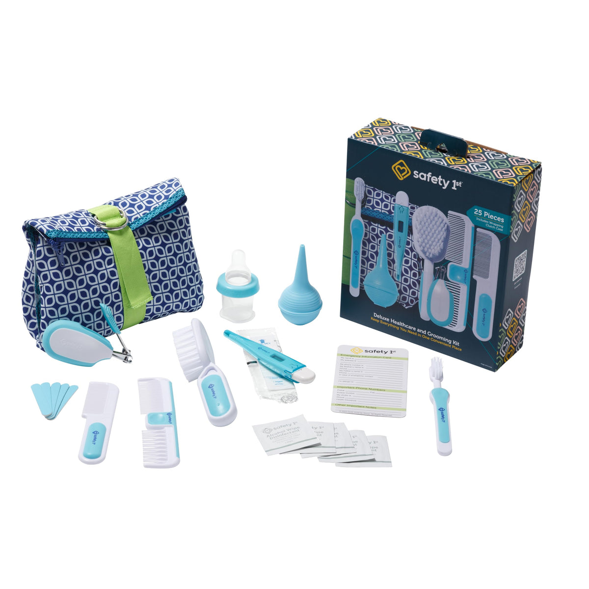 Estuche Safety 1st frontal Arctic Blue con compartimentos visibles y organización práctica