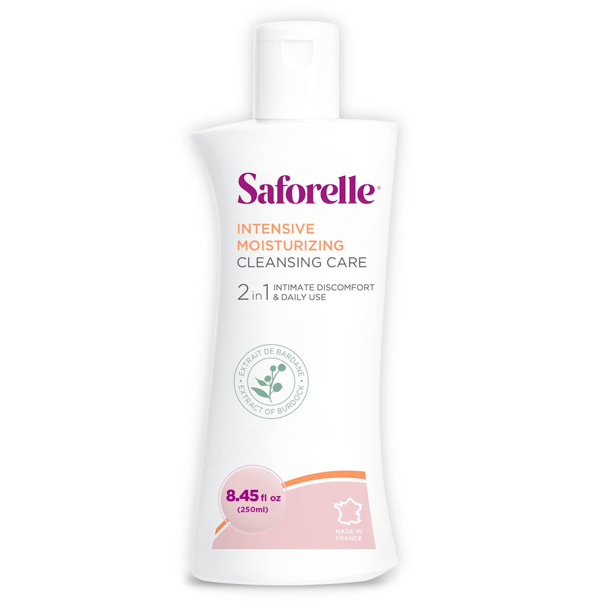 Saforelle frontal del envase 250 ml mostrando diseño y beneficio hidratante