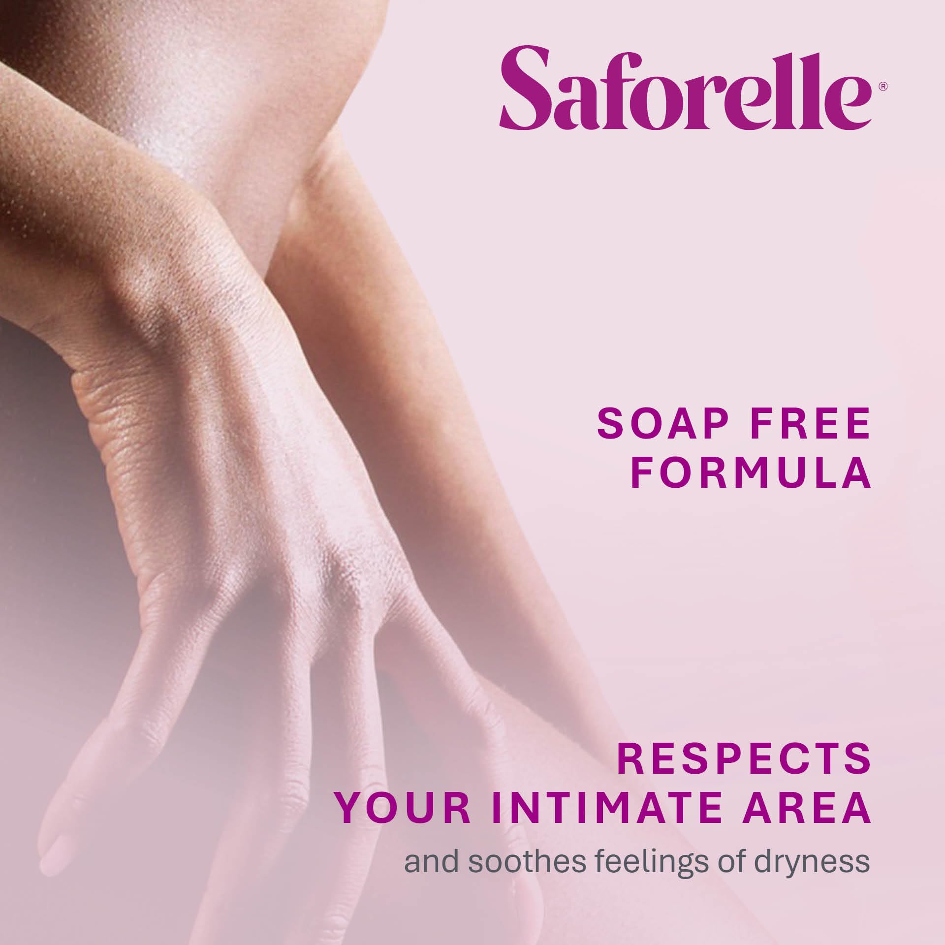 Saforelle textura espumosa demostrando limpieza suave y sensación agradable