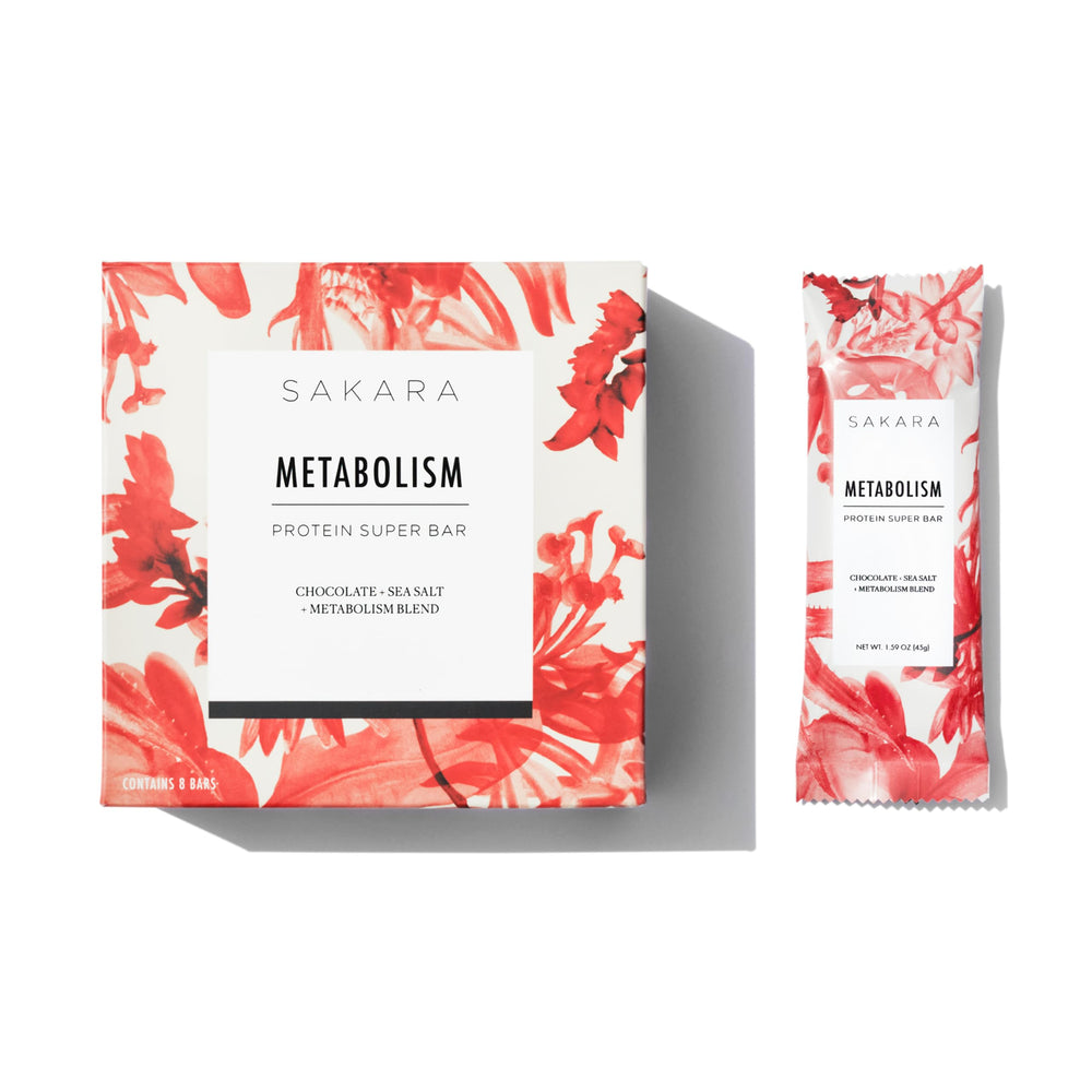 SAKARA packaging frontal mostrando la barra y beneficios nutricionales
